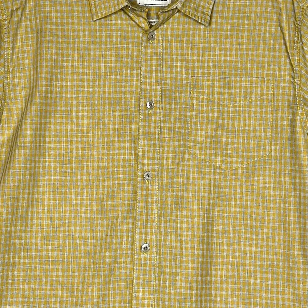 The North Face Short Sleeve Checkered Button Shirt Yellow Mens Large